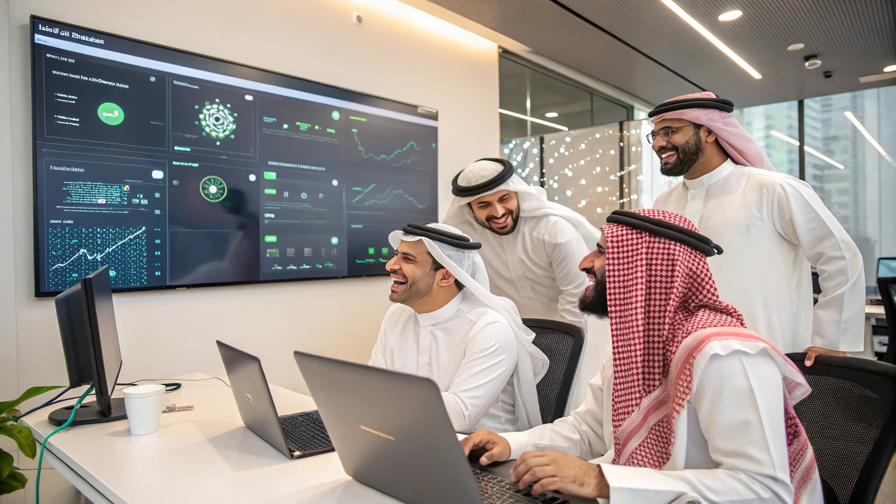 فريق Governata في مقرهم بالرياض بعد الإعلان عن جولة التمويل