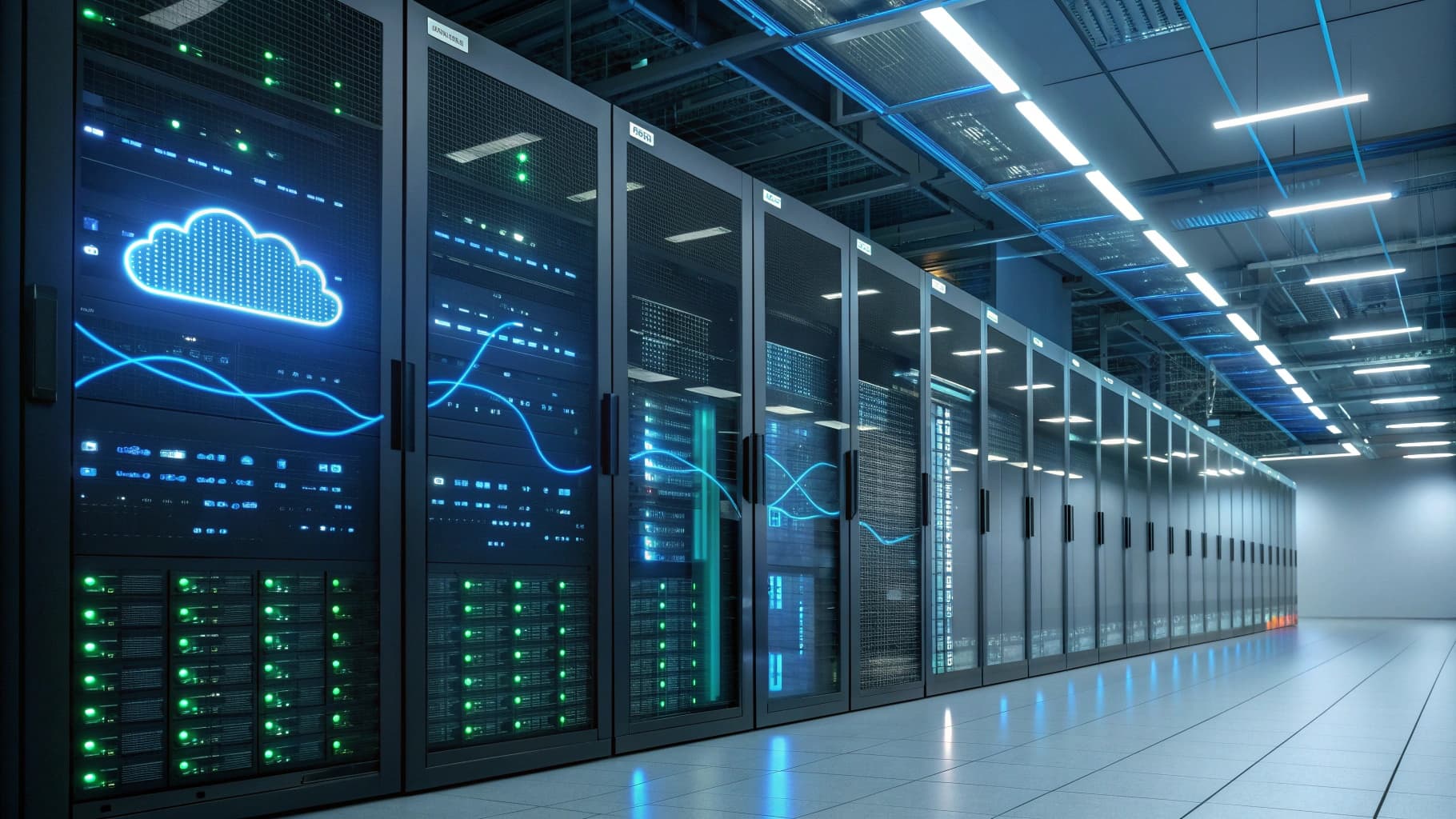 مركز بيانات حديث في السعودية مع خوادم متقدمة
